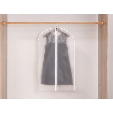 Set 5 huse de depozitare cu fermoar, pentru haine, de protectie, pentru voiaj, netesut, rezistent la praf, 60x100 cm, transparent-alb [5]