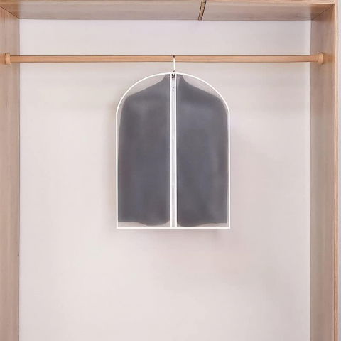 Set 5 huse de depozitare cu fermoar, pentru haine, de protectie, pentru voiaj, netesut, rezistent la praf, 60x80 cm, transparent-alb [3]