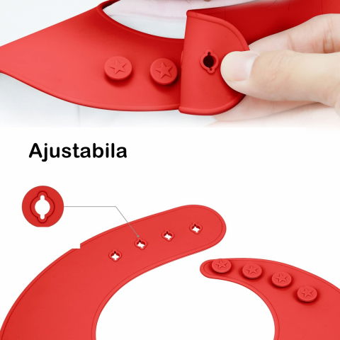 Set 5 piese diversificare bebelusi si copii din silicon  baveta, farfurie compartimentata cu ventuza, bol cu ventuza, tacamuri, fara alergeni, rosu [2]