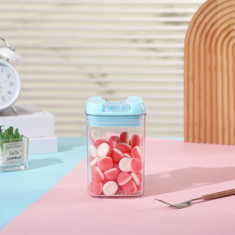 Set 6 cutii de depozitare alimente, 2 x 500ml, 2 x 800ml, 2 x 1200ml, capac albastru, din pp+pet, inchidere ermetica, transparent [4]