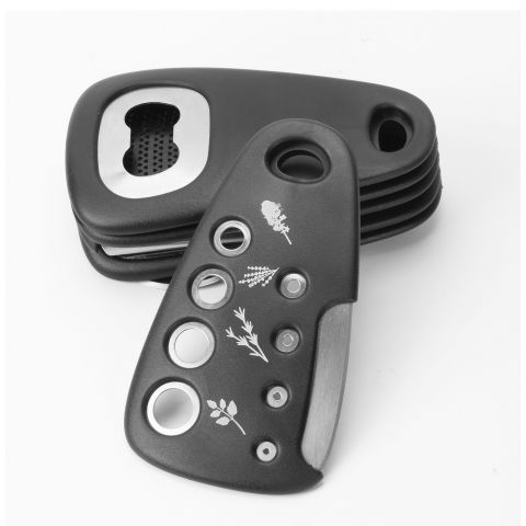 Set 6 in 1 mini ustensile bucatarie  taietor pizza, cutit, curatator, razatoare, desfacator, presa usturoi, manere din abs, lame ascutite din otel inoxidabil, 7.1 x 12.9 x 4.8 cm,  negru [8]