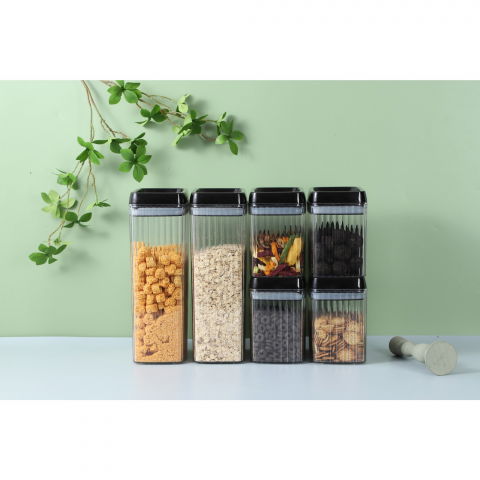 Set 6 recipiente din plastic, pentru alimente/obiecte, inchidere ermetica, textura ondulata, 4 x 1.5l, 2 x 3.3l, transparent [10]