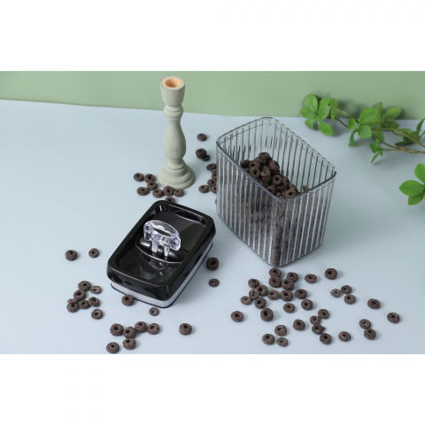 Set 6 recipiente din plastic, pentru alimente/obiecte, inchidere ermetica, textura ondulata, 6 x 1.5l, transparent [8]