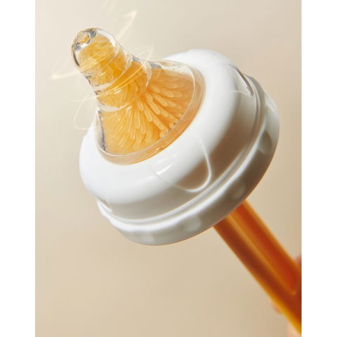 Set 7 piese de spalat/uscat biberoane, portabil, peri de silicon, pentru tetine, suzete, biberoane, paie, cutie inclusa, 16 x 11 x 5 cm, model ursulet, galben [3]