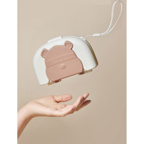 Set 7 piese de spalat/uscat biberoane, portabil, peri de silicon, pentru tetine, suzete, biberoane, paie, cutie inclusa, 16 x 11 x 5 cm, model ursulet, maro [2]