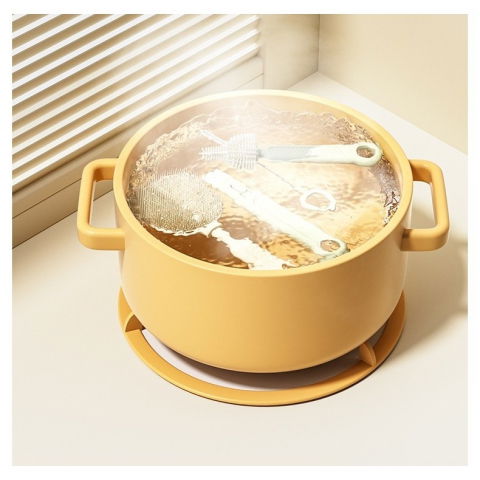 Set 7 piese de spalat/uscat biberoane, portabil, peri de silicon, pentru tetine, suzete, biberoane, paie, cutie inclusa, 20 x 9.5 cm, portocaliu [2]