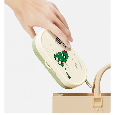 Set 7 piese de spalat/uscat biberoane, portabil, peri de silicon, pentru tetine, suzete, biberoane, paie, cutie inclusa, 20 x 9.5 cm, verde [3]