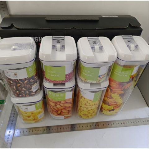 Set 7 recipiente din plastic, pentru alimente/obiecte, inchidere ermetica, 2 x 0.5l, 2 x 0.8l, 2 x 1.2l, 1 x 1.9 l, capac alb, transparent [7]