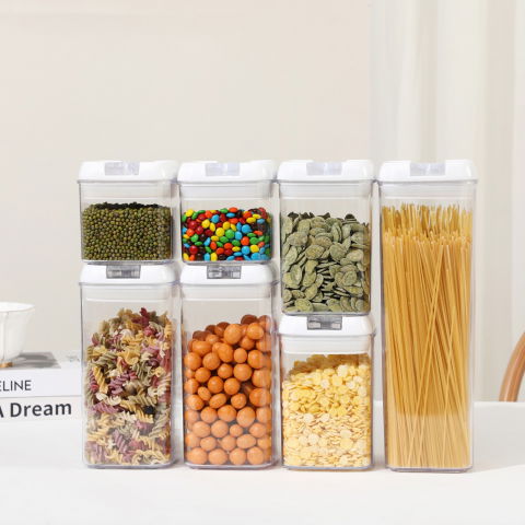 Set 7 recipiente din plastic, pentru alimente/obiecte, inchidere ermetica, 2 x 0.5l, 2 x 0.8l, 2 x 1.2l, 1 x 1.9 l, capac alb, transparent [1]