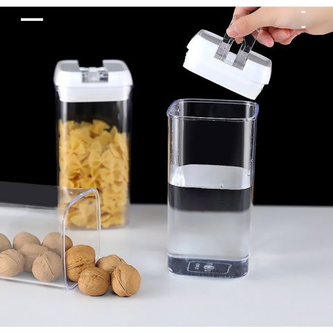 Set 7 recipiente din plastic, pentru alimente/obiecte, inchidere ermetica, 2 x 0.5l, 2 x 0.8l, 2 x 1.2l, 1 x 1.9 l, capac alb, transparent [3]