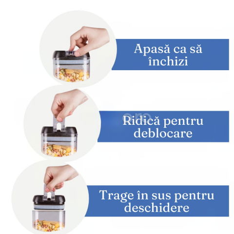 Set 7 recipiente organizare alimente, inchidere etansa, etichete reutilizabile, cupe masurare, 4 dimensiuni diferite, din plastic dur, transparent [5]