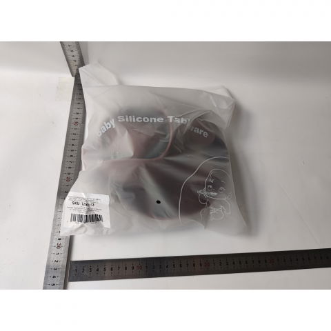 Set 8 piese diversificare bebelusi si copii din silicon  baveta, farfurie compartimentata cu ventuza, bol cu ventuza, tacamuri din lemn si silicon, cana pentru gustari, fara alergeni, maro [7]