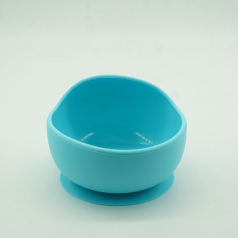 Set 8 piese diversificare bebelusi si copii din silicon  baveta, farfurie compartimentata cu ventuza, bol cu ventuza, tacamuri din lemn si silicon, cana pentru gustari, fara alergeni, albastru [3]