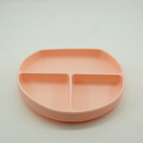 Set 8 piese diversificare bebelusi si copii din silicon  baveta, farfurie compartimentata cu ventuza, bol cu ventuza, tacamuri din lemn si silicon, cana pentru gustari, fara alergeni, roz [6]