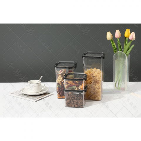 Set 8 recipiente din plastic, pentru alimente/obiecte, inchidere ermetica, 2 x 460 ml, 3 x 700 ml, 2 x 1300 ml, 1 x 1800 ml, transparent [2]