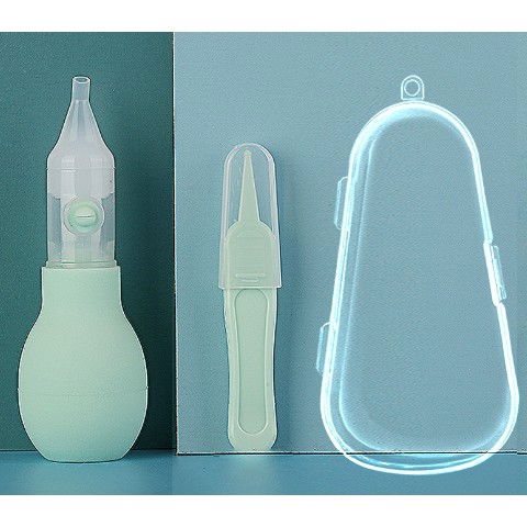 Set aspirator nazal pentru copii, manual, anti-reflux, cu pompita, usor de curatat, varf din silicon, 11.2x4cm, verde [2]