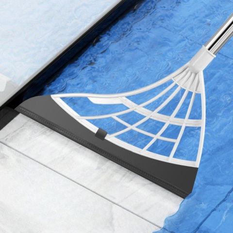 Set curatenie 3 in 1 matura faras si razuitor, matura cu perii moi, faras cu sistem de inchidere, cu razuitor de podea, alb [4]