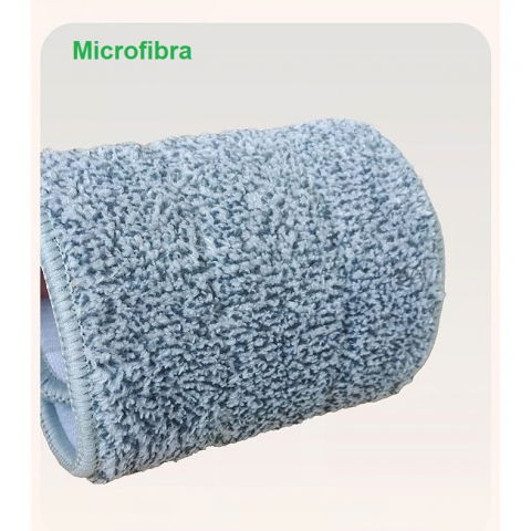 Set de curatenie, mop si galeata, capacitate 5.7 l, 4 rezerve microfibra incluse, plastic, utilizare umeda/uscata, stoarcere fara maini, albastru/alb [3]