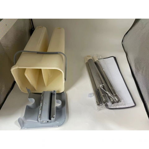 Set de curatenie mop si galeata, galeata 6 l, 2 rezerve microfibra incluse, design modern, pentru interior, material plastic, peri sintetici, plat, cu storcere, bej [8]