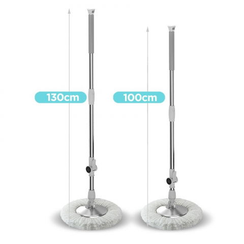 Set galeata cu pedala si mop rotativ 360°, cu actiune centrifuga x4, pentru uz casnic, maner din otel inoxidabil telescopic, 2 capte din bumbac, 46x30x28 cm, verde matcha [11]