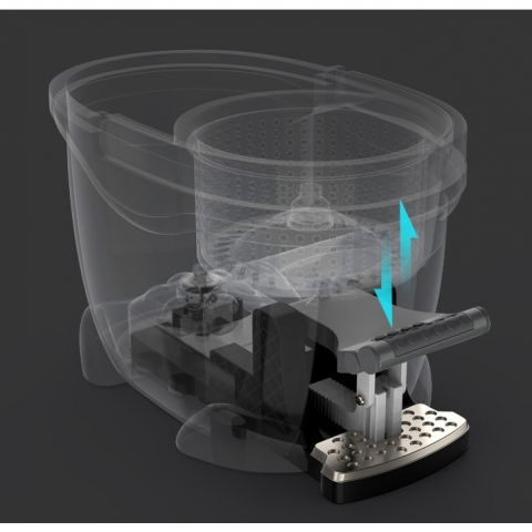 Set galeata cu pedala si mop rotativ 360°, cu actiune centrifuga x4, pentru uz casnic, maner din otel inoxidabil telescopic, 2 capte din bumbac, 46x30x28 cm, verde matcha [4]