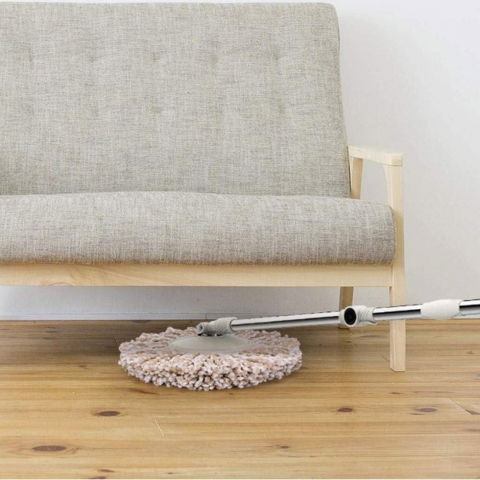 Set galeata si mop rotativ 360°, cu dubla actiune centrifuga, pentru uz casnic, maner din otel inoxidabil telescopic, 2 capte din bumbac, 46x27x29 cm, roz [2]