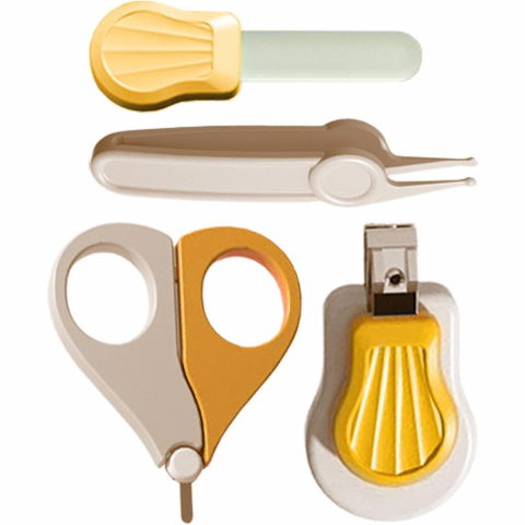 Set ingrijire unghii pentru bebelusi, cutie de depozitare in forma de ursulet, 10 x 9.5 cm, galben [2]