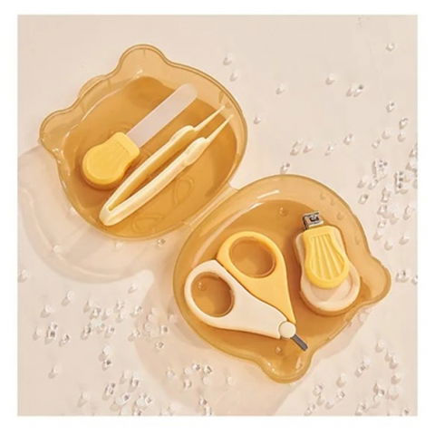 Set ingrijire unghii pentru bebelusi, cutie de depozitare in forma de ursulet, 10 x 9.5 cm, galben [5]