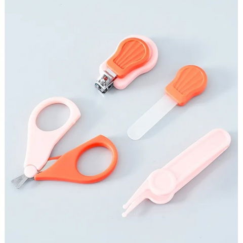 Set ingrijire unghii pentru bebelusi, cutie de depozitare in forma de ursulet, 10 x 9.5 cm, roz [1]