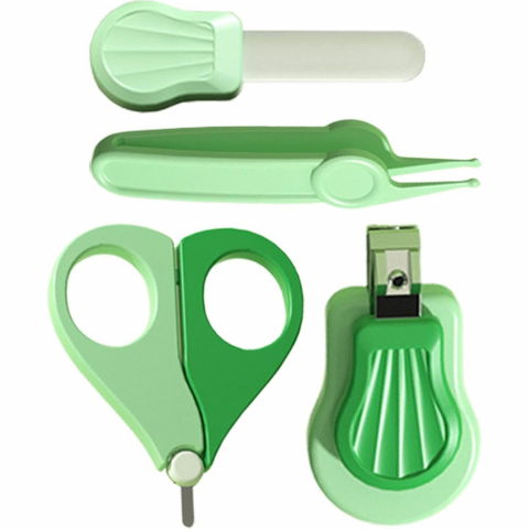 Set ingrijire unghii pentru bebelusi, cutie de depozitare in forma de ursulet, 10 x 9.5 cm, verde [2]