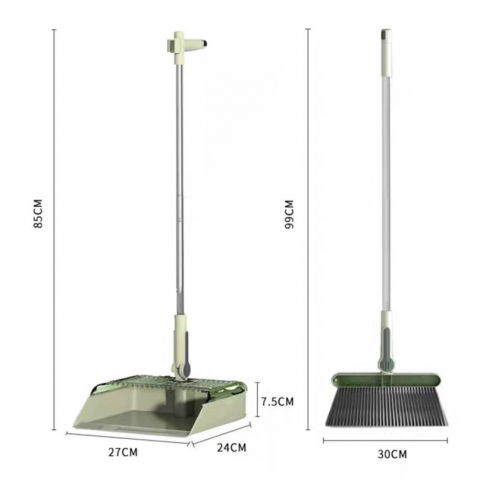 Set matura si faras cu coada cu dinti de pieptene pentru curatare matura, rotativ, pliabil, detasabil, otel inoxidabil si polipropilena, 99 x 30 cm verde [2]