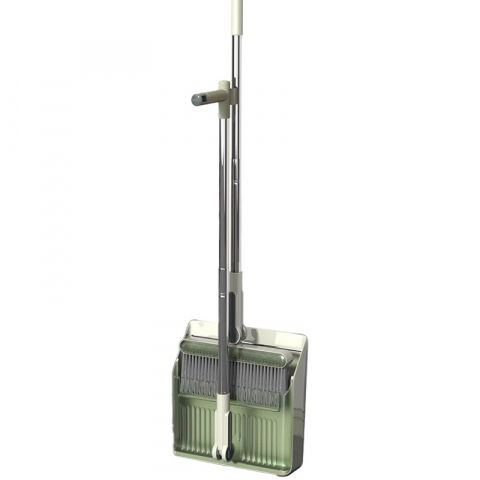 Maturi, Perii, Mopuri si Galeti - Set matura si faras cu coada cu dinti de pieptene pentru curatare matura, rotativ, pliabil, detasabil, otel inoxidabil si polipropilena, 99 x 30 cm verde