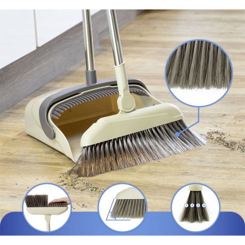 Set matura si faras cu coada, pentru uz casnic, plastic/otel, maro/bej, depozitare verticala, 26x25.5x83 cm [4]