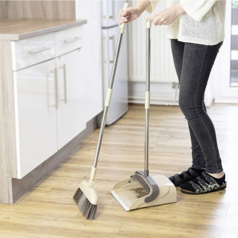 Set matura si faras cu coada, pentru uz casnic, plastic/otel, maro/bej, depozitare verticala, 26x25.5x83 cm [6]