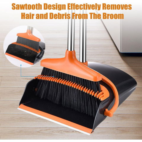 Set matura si faras cu coada, pentru uz casnic, plastic/otel, portocaliu/negru, depozitare verticala, 26x25.5x83 cm [2]