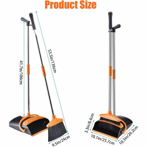 Set matura si faras cu coada, pentru uz casnic, plastic/otel, portocaliu/negru, depozitare verticala, 26x25.5x83 cm [4]