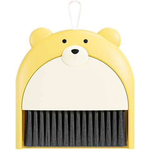 Accesorii ingrijire casa - Set matura si faras, pentru birou, din pp, model ursulet, 23.5 x 18 cm, galben