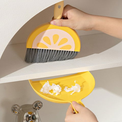 Set mini matura si faras, little cleaner, uz casnic, pentru birou, bucatarie, casa, model lamaie, 23 x 18 cm galben-portocaliu [2]