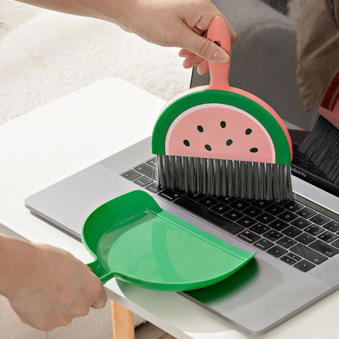 Set mini matura si faras, little cleaner, uz casnic, pentru birou, bucatarie, casa, model pepene verde, 23 x 18 cm roz-verde [2]