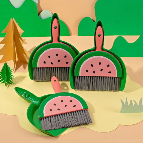 Set mini matura si faras, little cleaner, uz casnic, pentru birou, bucatarie, casa, model pepene verde, 23 x 18 cm roz-verde [1]