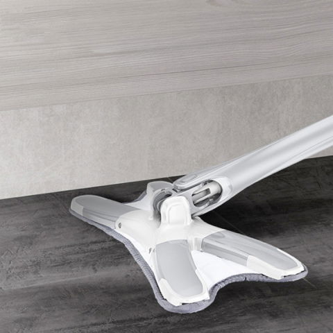 Set mop plat + galeata, cu sistem de stoargere, lungime telescopica 140 cm, argintiu/galben [10]