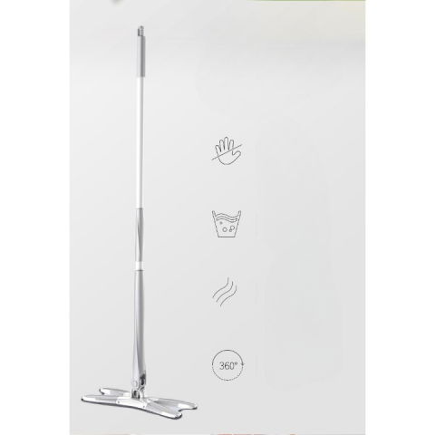 Set mop plat + galeata, cu sistem de stoargere, lungime telescopica 140 cm, argintiu/galben [7]