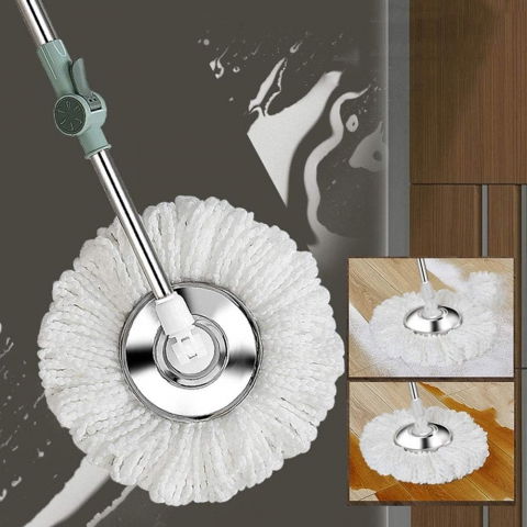 Set mop rotativ cu galeata material plastic si microfibra, o rezerva inclusa, rezistent, cu dop scurgere, vas detasabil, orificiu pentru solutie, pentru interior, capacitate 8 l, verde [3]