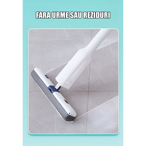 Set mop telescopic cu galeata pliabila, gri, 32 cm, maner reglabil 140 cm, sistem de stoarcere usor si eficient [1]