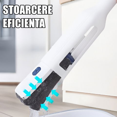 Set mop telescopic cu galeata pliabila, gri, 32 cm, maner reglabil 140 cm, sistem de stoarcere usor si eficient [4]
