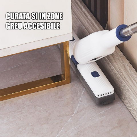 Set mop telescopic cu galeata pliabila, gri, 32 cm, maner reglabil 140 cm, sistem de stoarcere usor si eficient [6]