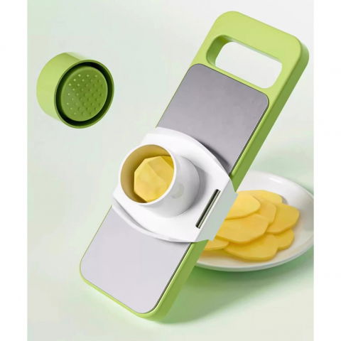 Set multifunctional din 7 piese, pentru taierea si maruntirea legumelor, uz casnic,din otel inoxidabil, gri-verde [4]