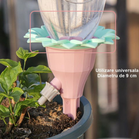 Set picuratoare cu valva pentru irigare design floare, viteza reglabila, fixare prin infigere, practic, 16.8 x 9 cm, roz [2]