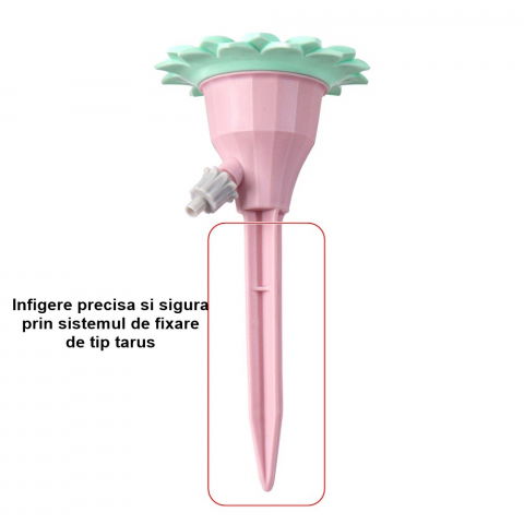 Set picuratoare cu valva pentru irigare design floare, viteza reglabila, fixare prin infigere, practic, 16.8 x 9 cm, roz [1]