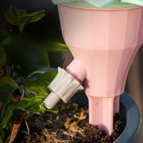 Set picuratoare cu valva pentru irigare design floare, viteza reglabila, fixare prin infigere, practic, 16.8 x 9 cm, roz [4]